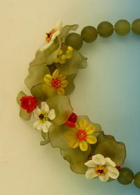 Glass Daisies, Lucite Leaves, Jade Beads