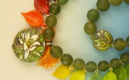 Glass leaves, Boro Focus Bead, Jade Beads